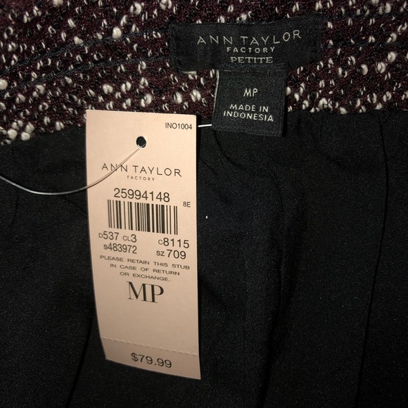 NWT! Ann Taylor Factory Mauve Tweed Pencil Skirt - Picture 5 of 6